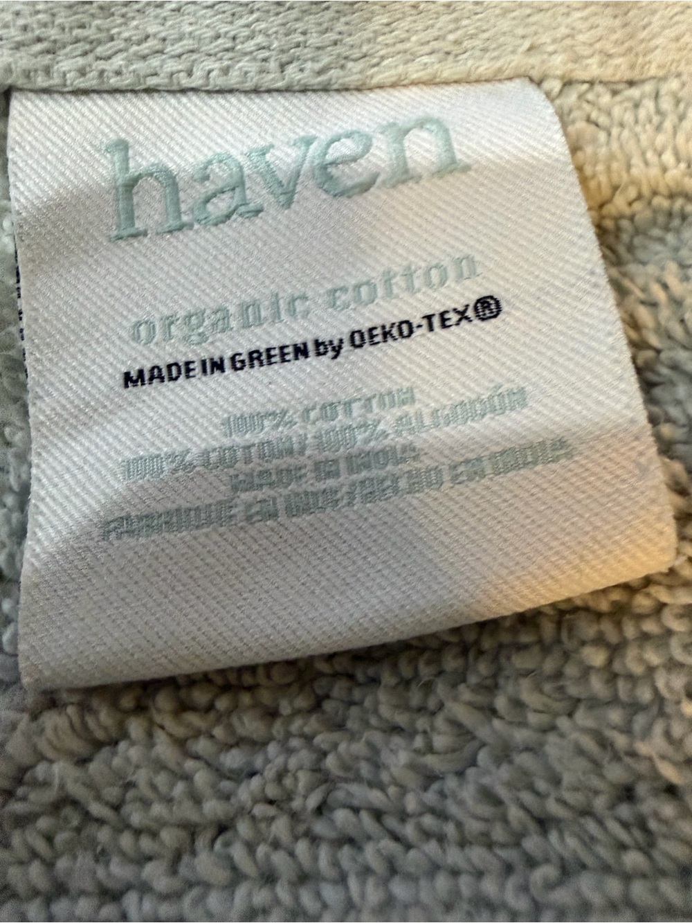 Bed Bath & Beyond Haven Organic Cotton Bath Towel - Light Sage
